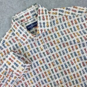 Asole & Bottoni Italy Men Slim Fit Race Car Print Cotton Button Down Shirt 38/15